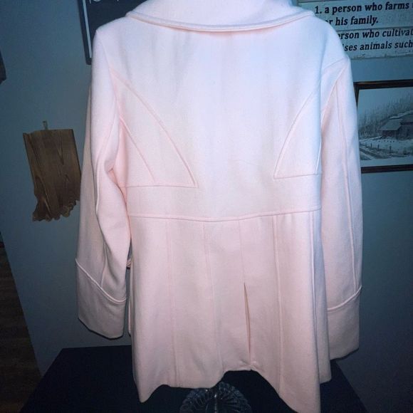EUC Light pink wool double breasted pea coat SZ Medium - Picture 3 of 8